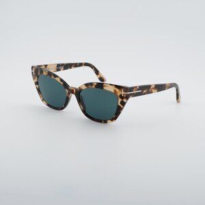 Tom Ford Juliette FT1031 55V Sunglasses Havana Cat Eye Frame, Blue Lenses